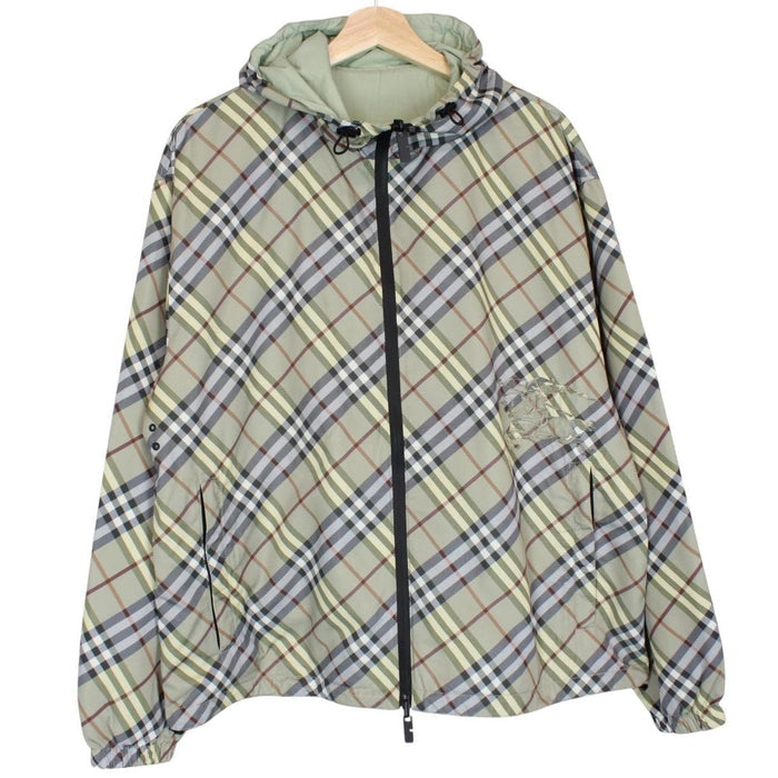 Burberry Green EKD Nova Check Full Zip Nylon Hooded Reversible Jacket