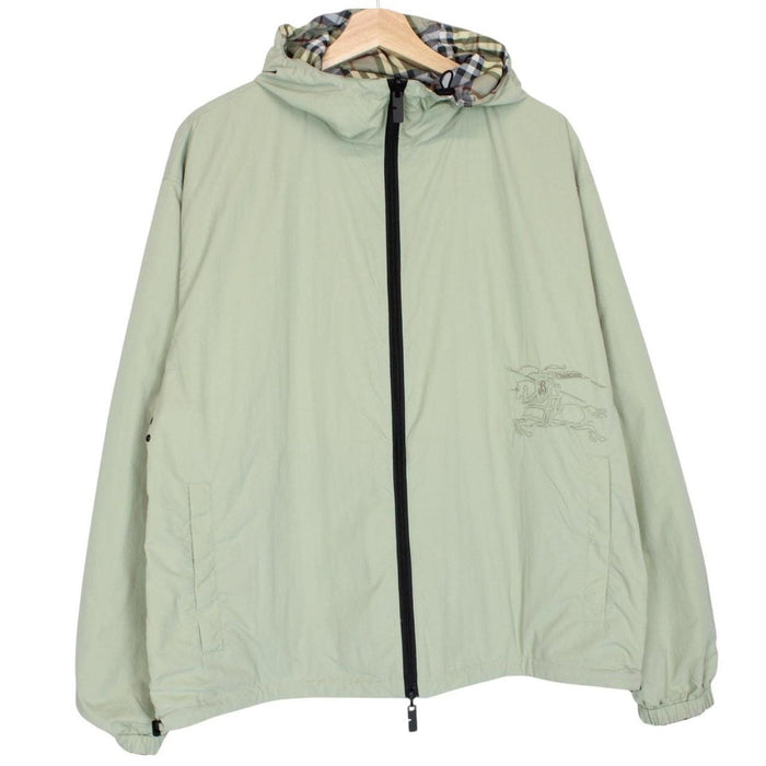 Burberry Green EKD Nova Check Full Zip Nylon Hooded Reversible Jacket