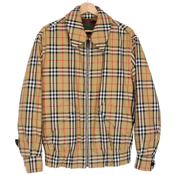 Burberry Tan Brown and Camo Full Zip Nova Check Reversible Harrington Jacket