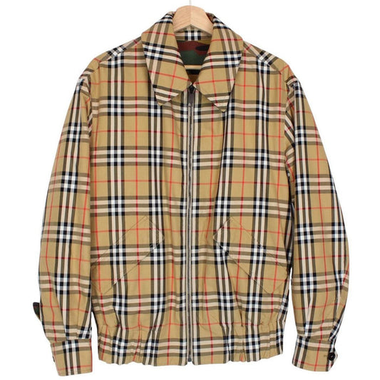Burberry Tan Brown and Camo Full Zip Nova Check Reversible Harrington Jacket