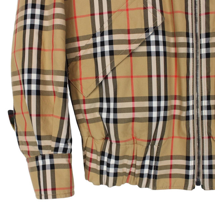 Burberry Tan Brown and Camo Full Zip Nova Check Reversible Harrington Jacket