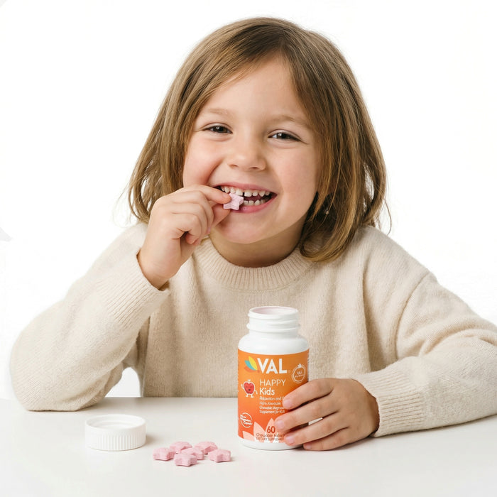 Calm, Focus & Relaxation Sugar-Free Chewable Magnesium for Kids | 60 Tablets | VAL Happy Kids | Apple