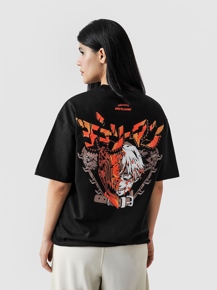Chainsaw Man Denji anime tee male model full body front Pakistan – GROOVY