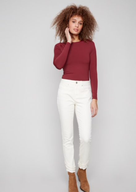 Charlie B Frayed Hem Skinny Pant