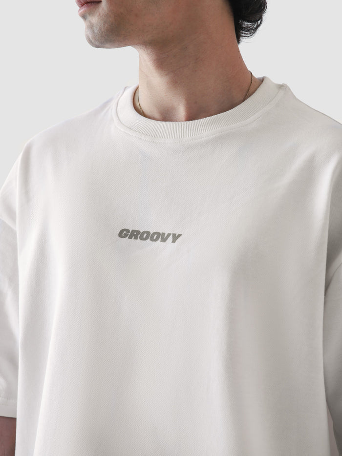 White CORE tee flat lay 220 GSM heavyweight cotton blank t-shirt Pakistan – GROOVY
