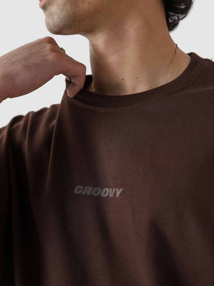 Mocha brown essential tee flat lay 220 GSM heavyweight cotton Pakistan – GROOVY