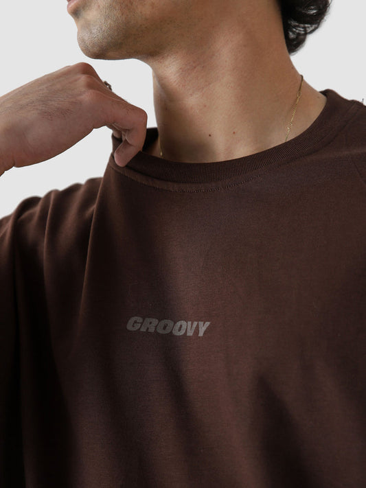 Mocha brown essential tee flat lay 220 GSM heavyweight cotton Pakistan – GROOVY
