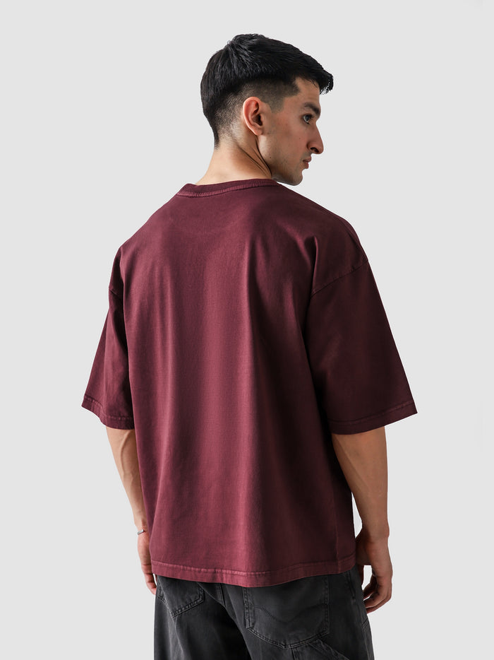 Crimson Washed Blank Tee Flat Lay 240 GSM Cotton – GROOVY Pakistan