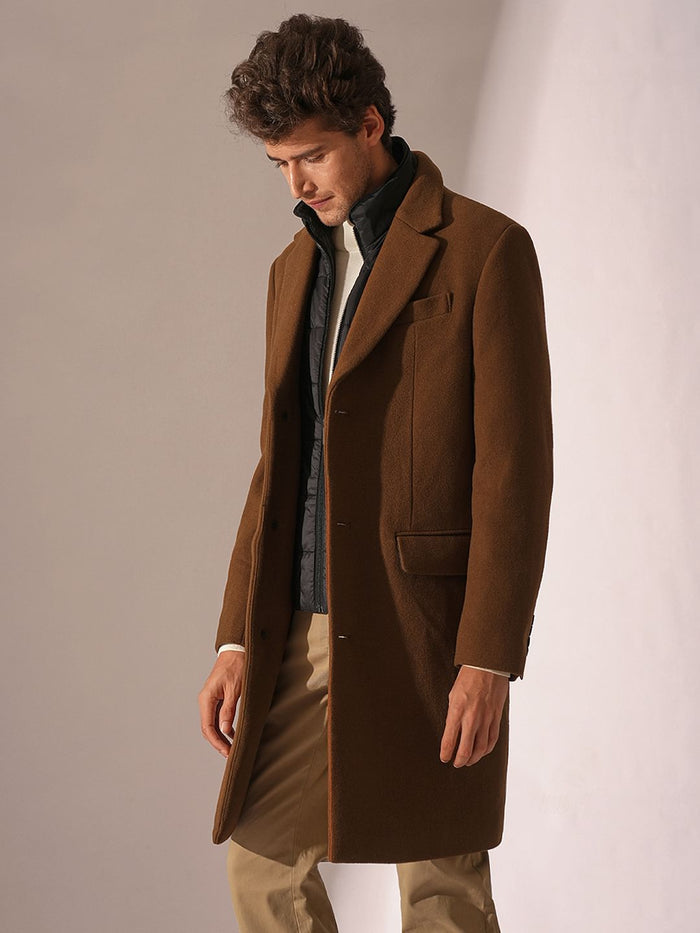 Dark Brown Tailored Wool Coat