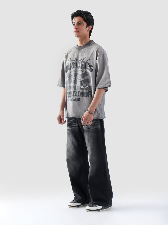 Dept of Visionaries tee male model side angle oil fade streetwear Pakistan – GROOVY