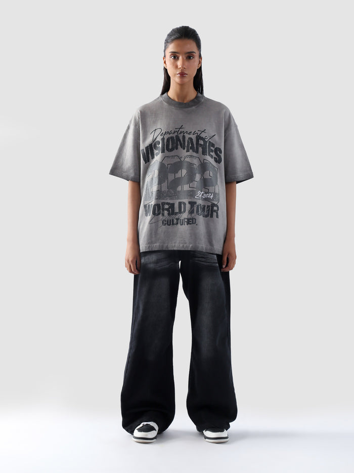 Dept of Visionaries tee closeup 222 WORLD TOUR graphic print detail Pakistan – GROOVY