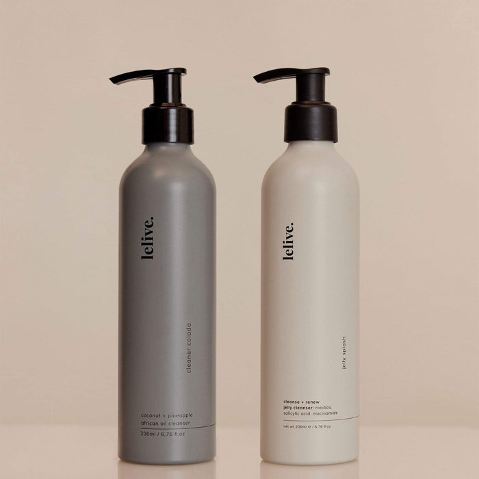 Double cleanse routine featuring oil cleanser and jelly cleanser for effective 2 cleansers skincare method