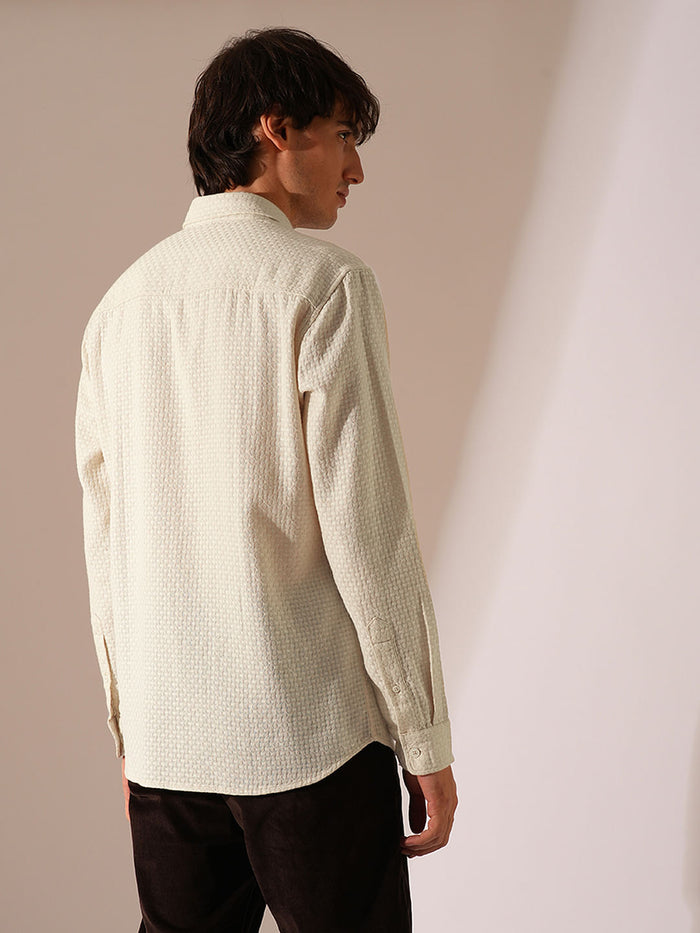 Ecru Textured Cotton Shirt