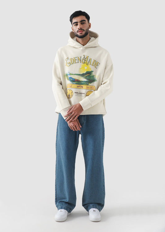 Eden Made oversized hoodie male model side view full body Pakistan – GROOVY