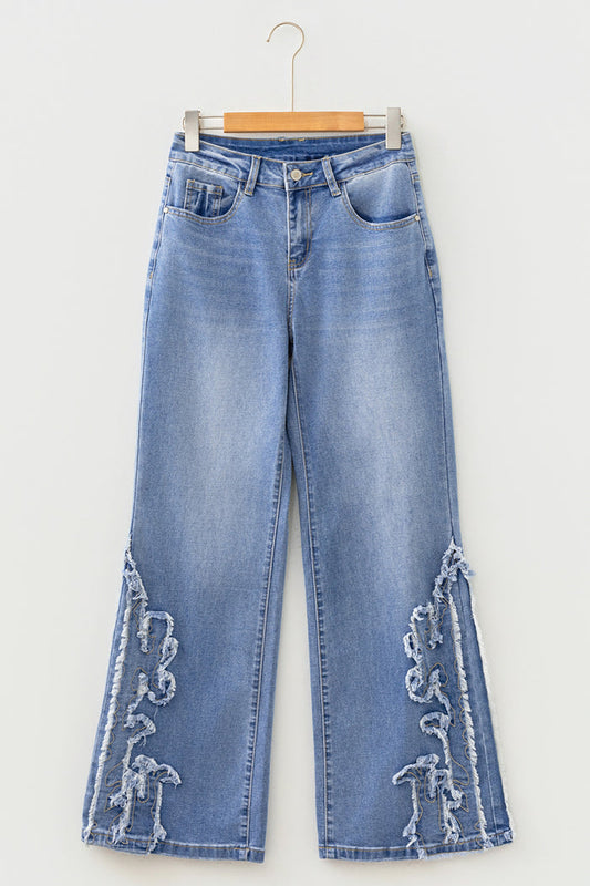 Embroidered Western Print Flare Leg Full Length Jeans – Ashleigh Blue