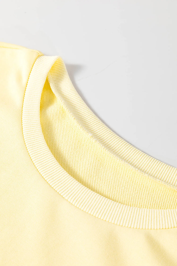 Eyelet Lace Sleeve T-Shirt Dress – Yellow Cream