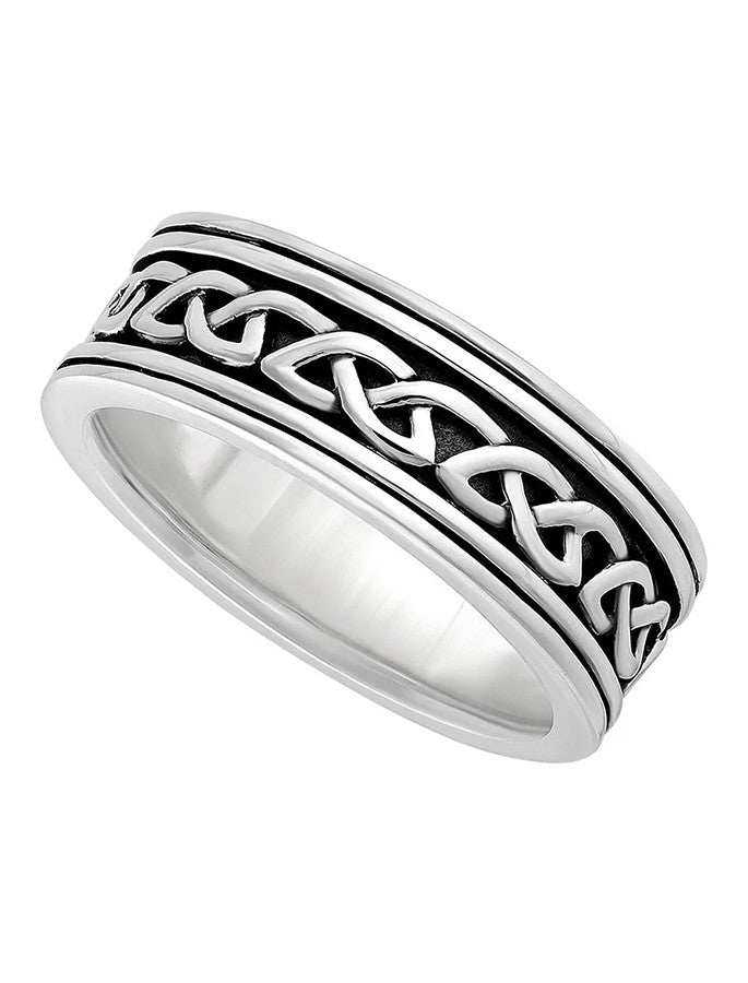 Gents Silver Oxidised Celtic Knot Ring
