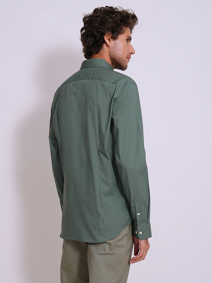 Green Cotton Formal Shirt