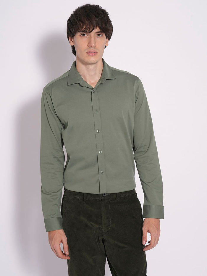 Green Cotton Knitted Shirt