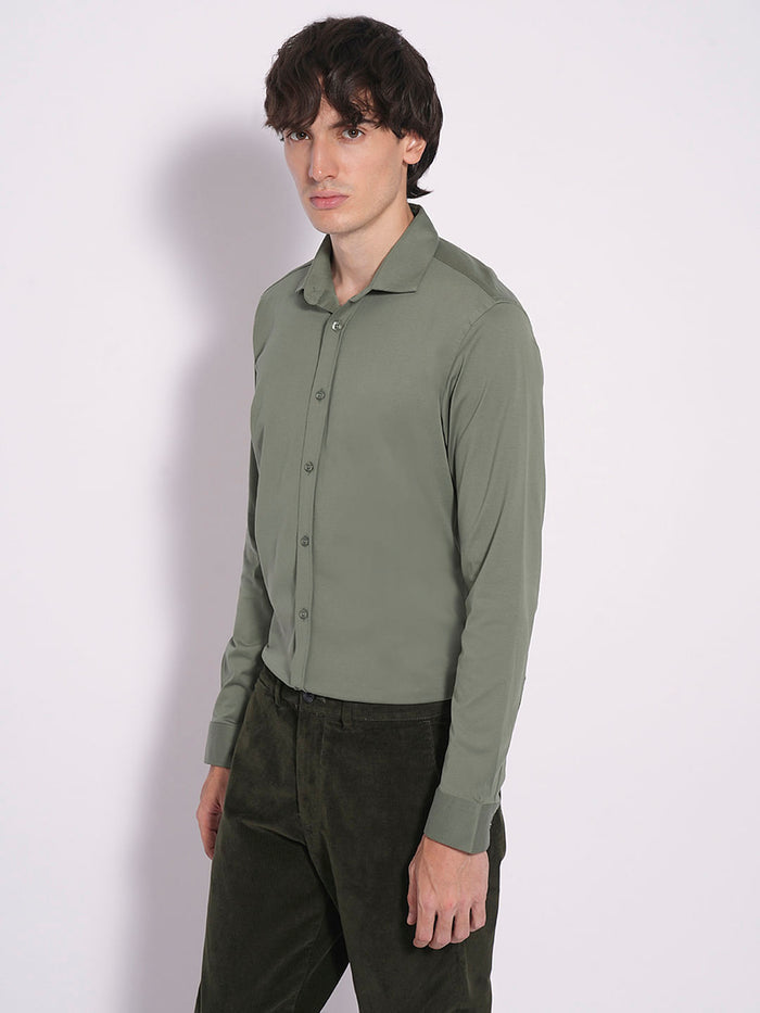 Green Cotton Knitted Shirt