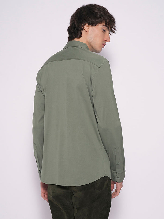 Green Cotton Knitted Shirt