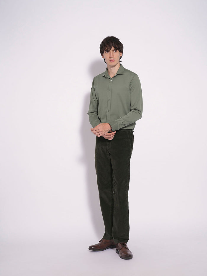 Green Cotton Knitted Shirt