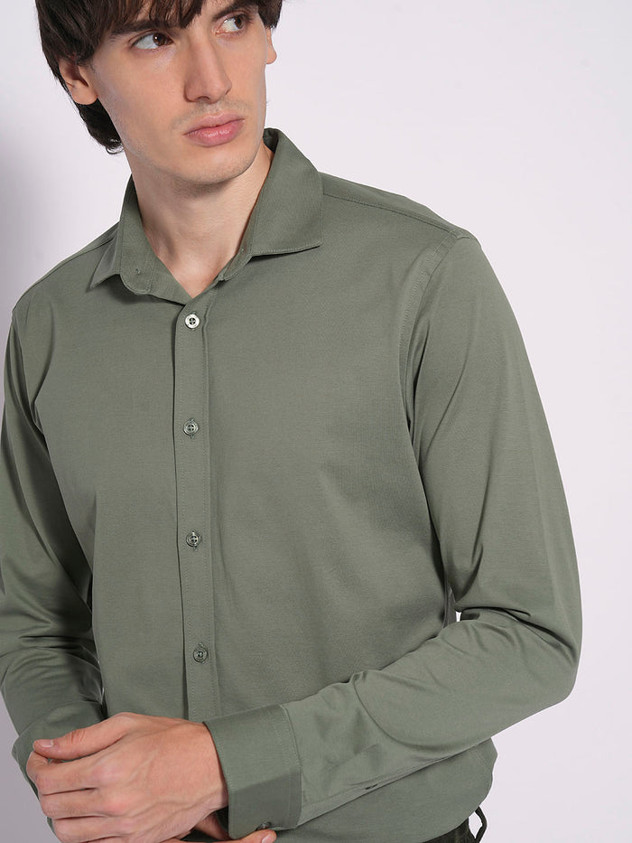 Green Cotton Knitted Shirt