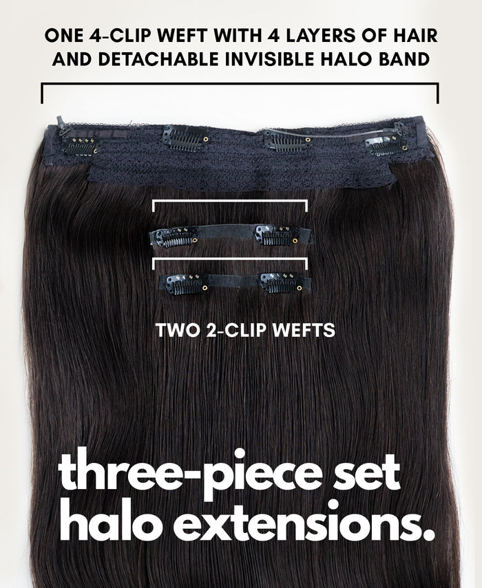 halo one-step hair extensions dark brown.