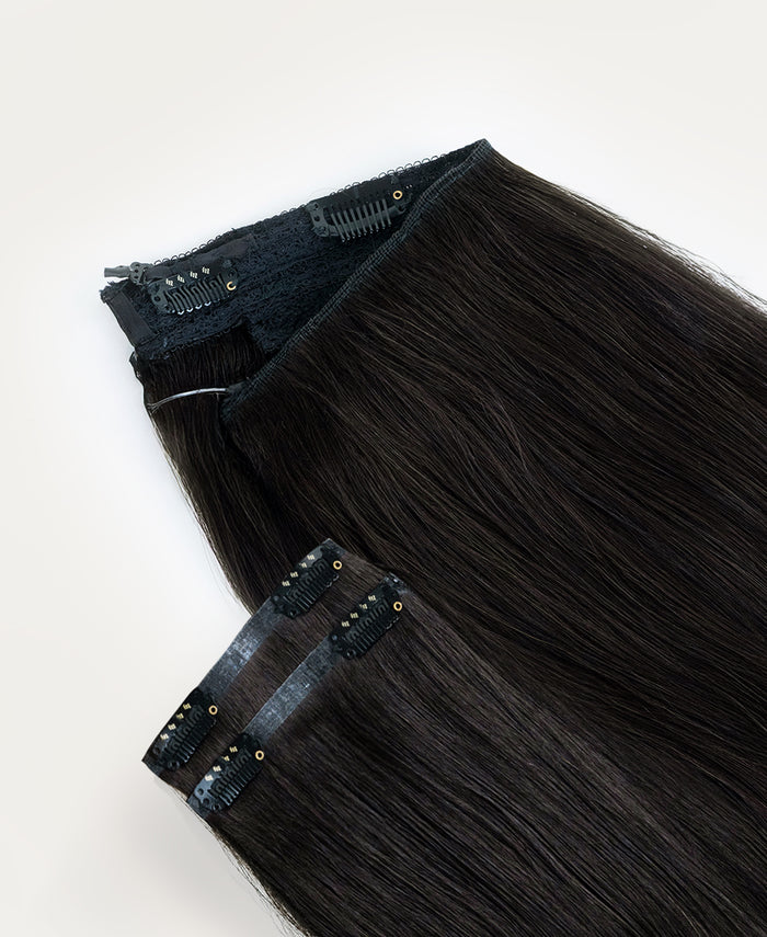 halo one-step hair extensions natural black.