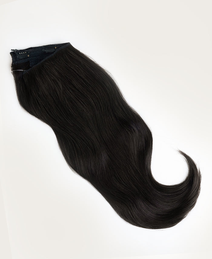 halo one-step hair extensions natural black.