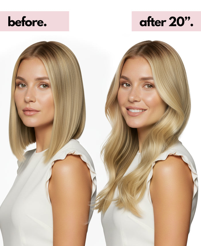 halo one-step hair extensions rooted blonde.