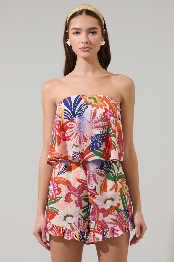 Hatley Floral Milton Strapless Romper