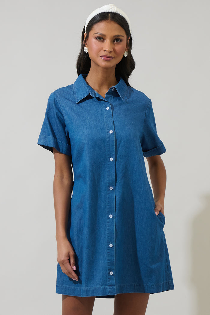 Haysville Denim Gracey Button Down Mini Dress