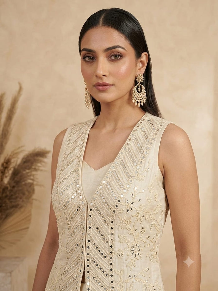 Heavily Embroidered Jacket & Sharara Set