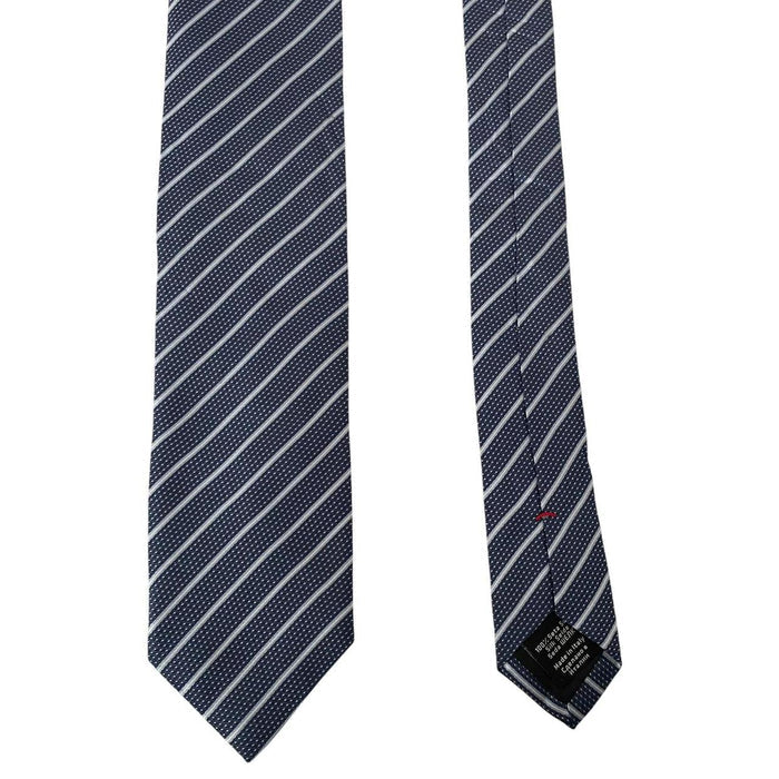 Hugo Boss Navy Blue Striped Silk Tie