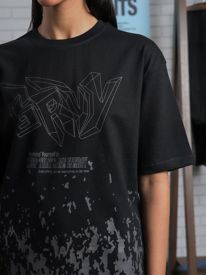 Keep That Same Energy tee male model side angle full screenprint streetwear Pakistan – GROOVY