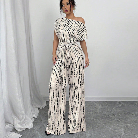 KENDI™ - Classy Wide-Leg Oblique Strap Jumpsuit