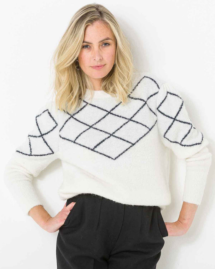 Leah Patterned Crew Neck Jumper - The Classic Boutique