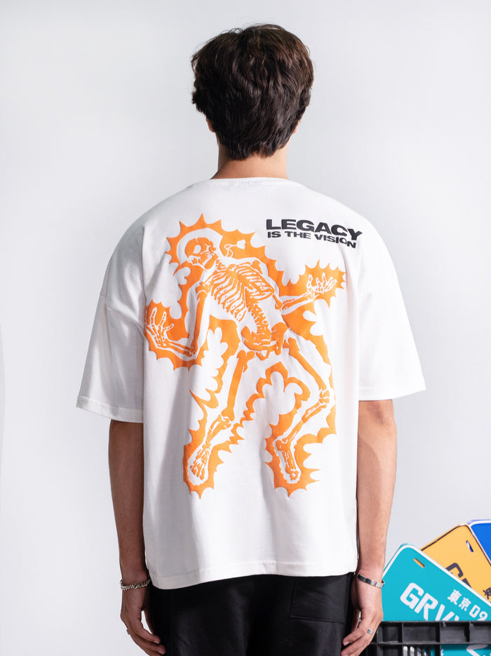 Pearl White Graphic Tee Flat Lay – Legacy Is The Vision – GROOVY Pakistan