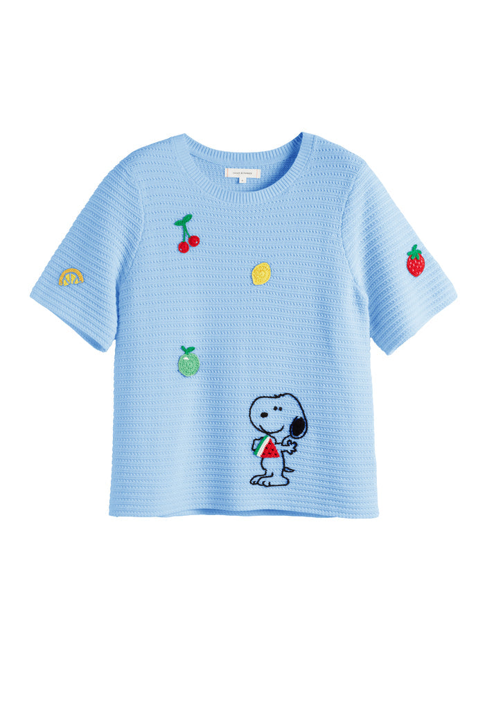 Light-Blue Cotton Snoopy Crochet T-Shirt