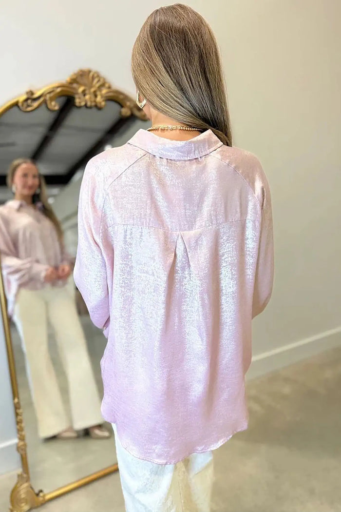 Long Sleeve Button Front Ruffle Cuffs Back Paneling Shirt – Delicacy