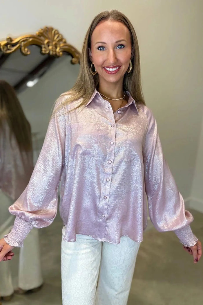 Long Sleeve Button Front Ruffle Cuffs Back Paneling Shirt – Delicacy