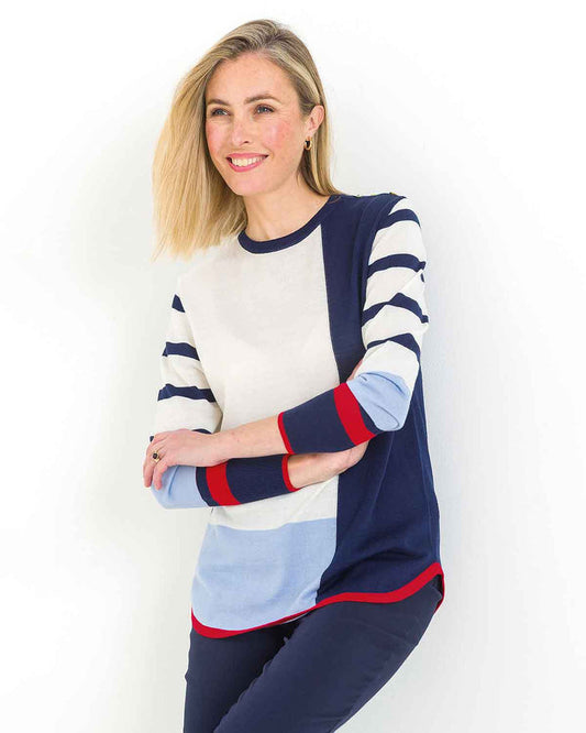 Luciana Colour Block Merino Mix Jumper - The Classic Boutique