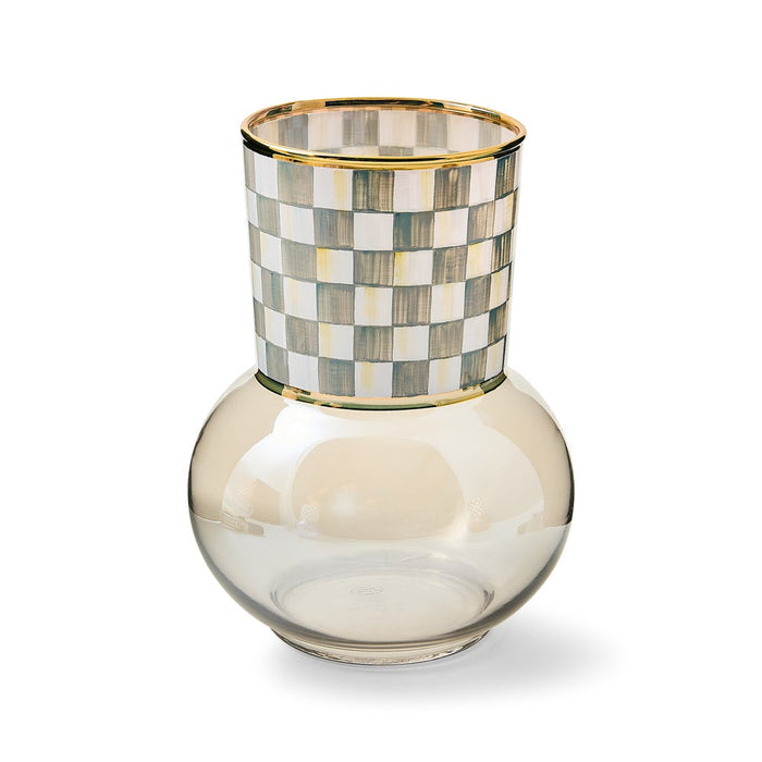 Mackenzie Childs Vase Sterling Check Glass