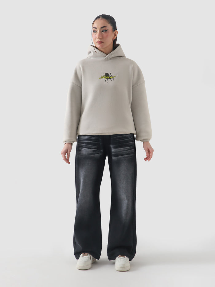 Make Your Own Luck hoodie female model front view oversized streetwear Pakistan – GROOVY