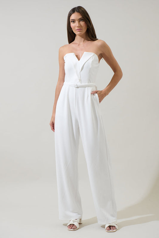 Marietta Strapless Pleated Jumpsuit