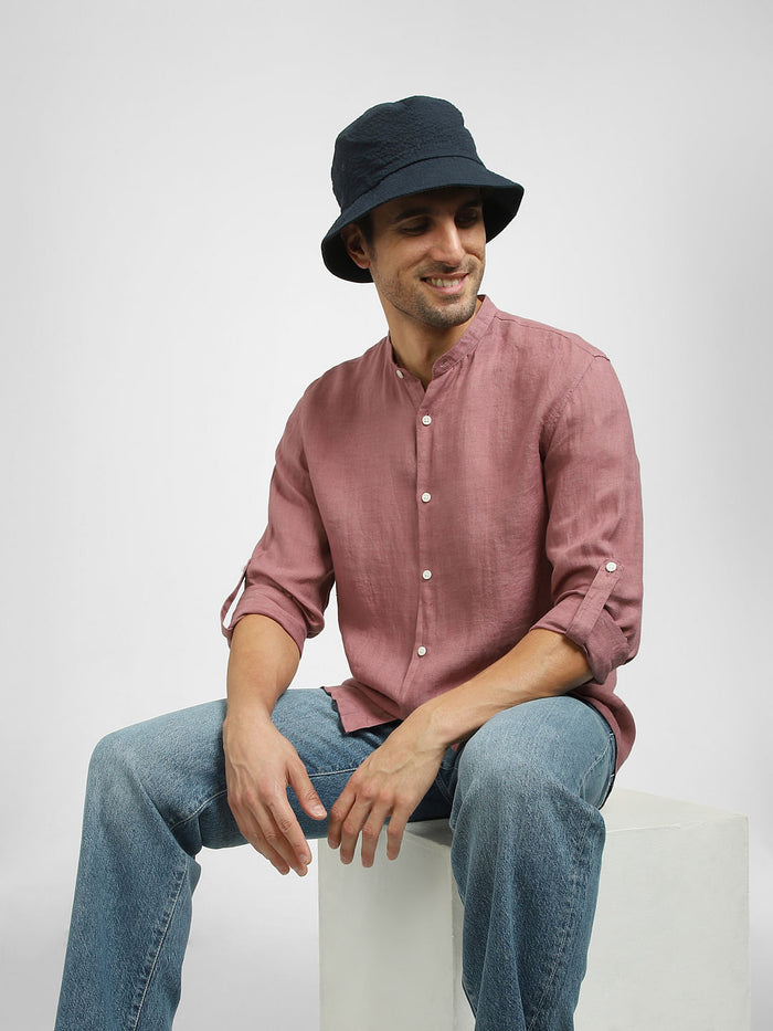 Mauve Linen Full Sleeves Shirt
