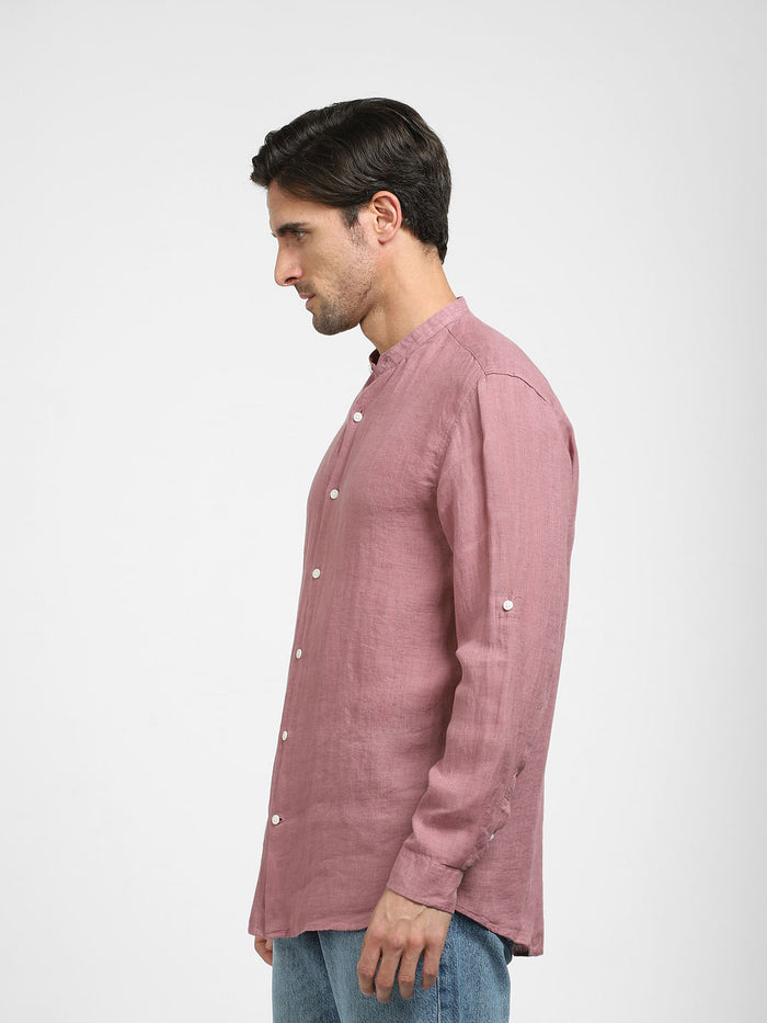 Mauve Linen Full Sleeves Shirt