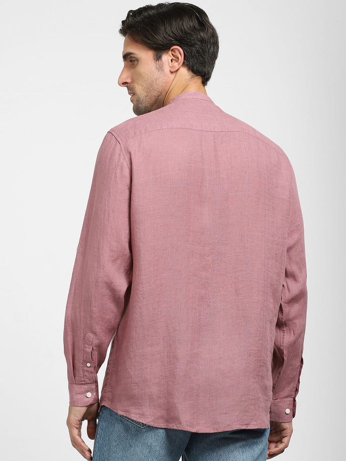 Mauve Linen Full Sleeves Shirt