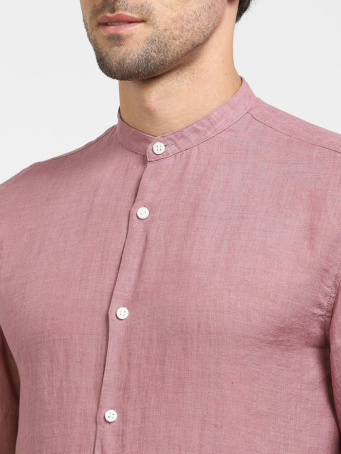 Mauve Linen Full Sleeves Shirt